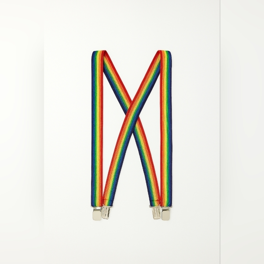 Rainbow Suspenders X Back Adjustable Clip On Pride Festival Unisex